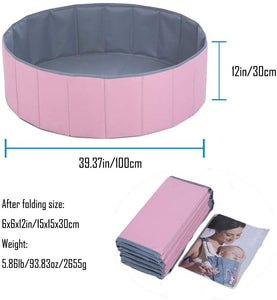 Kids Ball Pit Waterproof Folding Portable Baby Play Ball Pool(Balls Not Included)-Double Layer Oxford Cloth Not Need to Inflate Stable ball pit for toddler (Pink, M-39.37in)